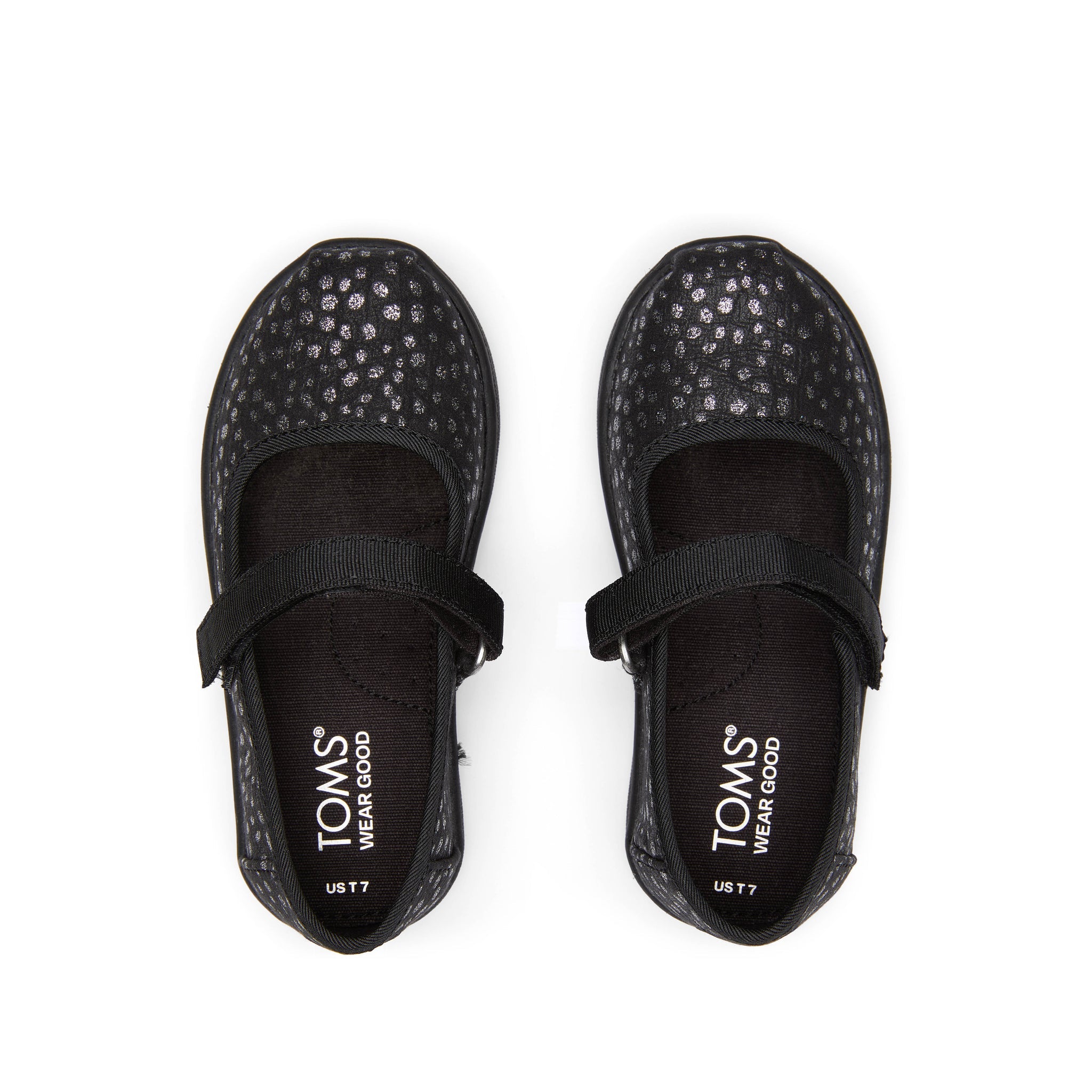 Mary Jane Black Foil Toddler Shoe Top View