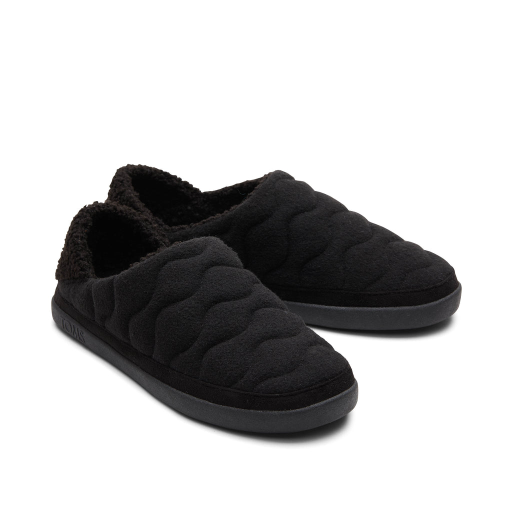 Ezra Black Quilted Convertible Slipper Front View