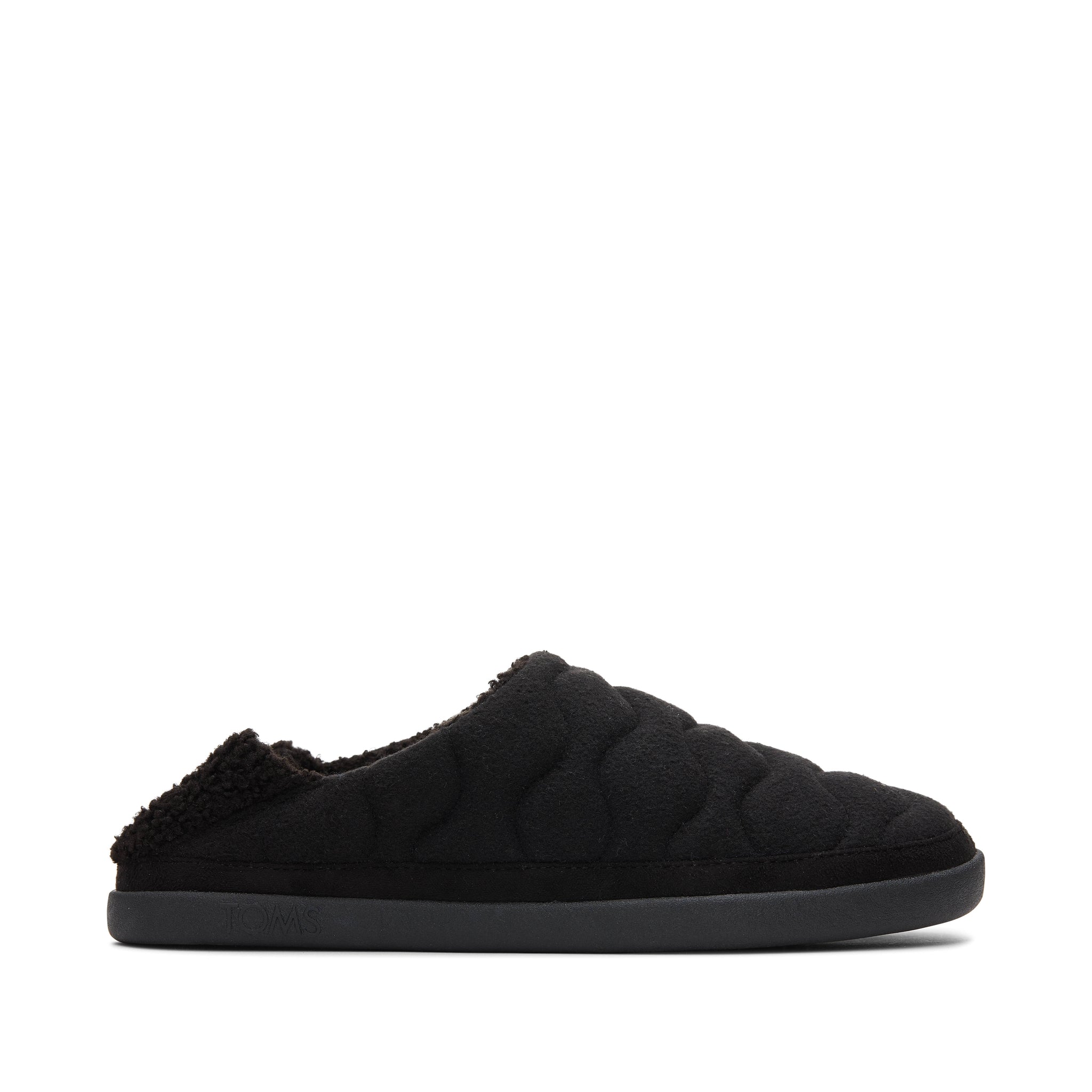 Ezra Black Quilted Convertible Slipper Side View