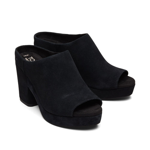 Florence Black Suede Heel Front View