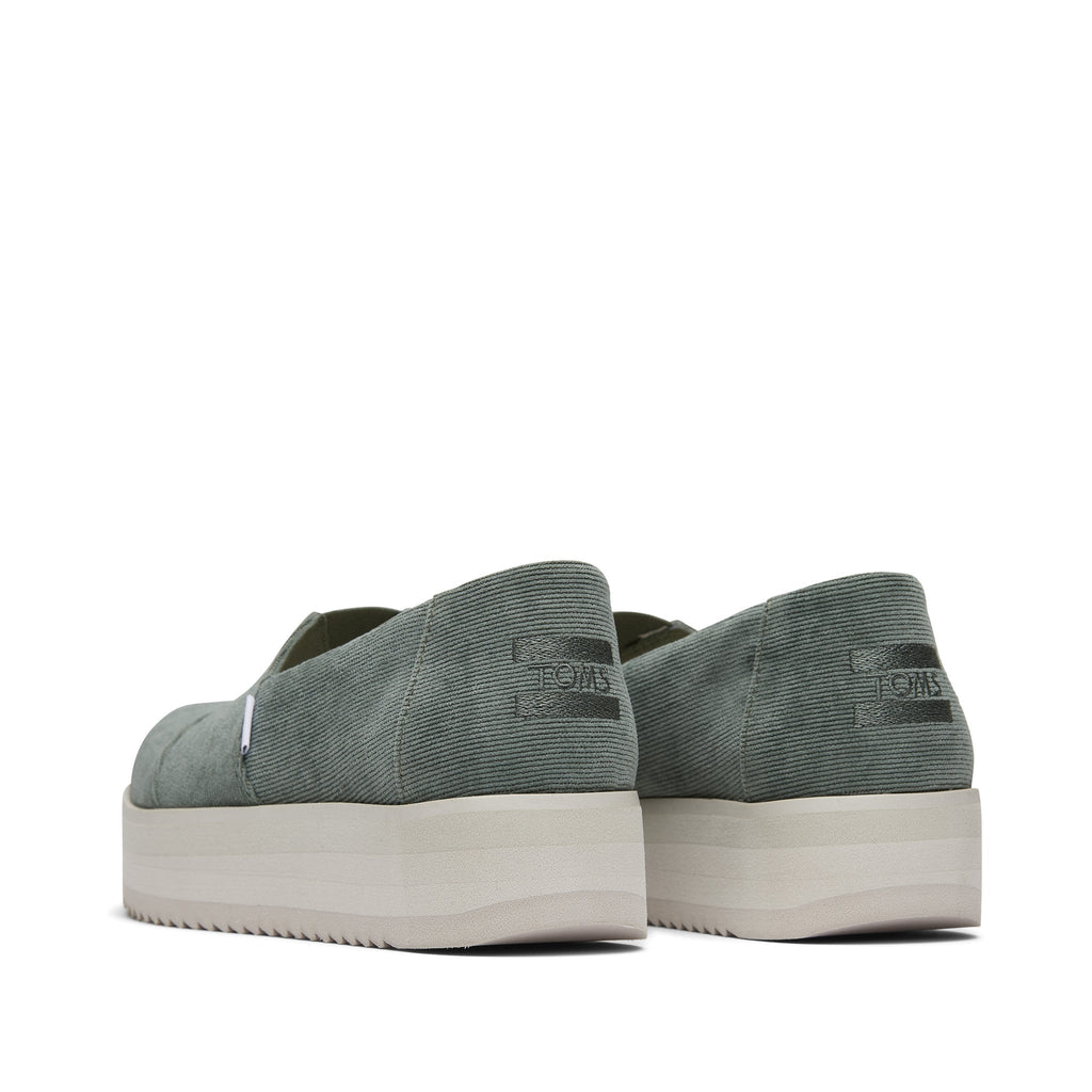 Alpargata Green Corduroy Midform Espadrille Back View