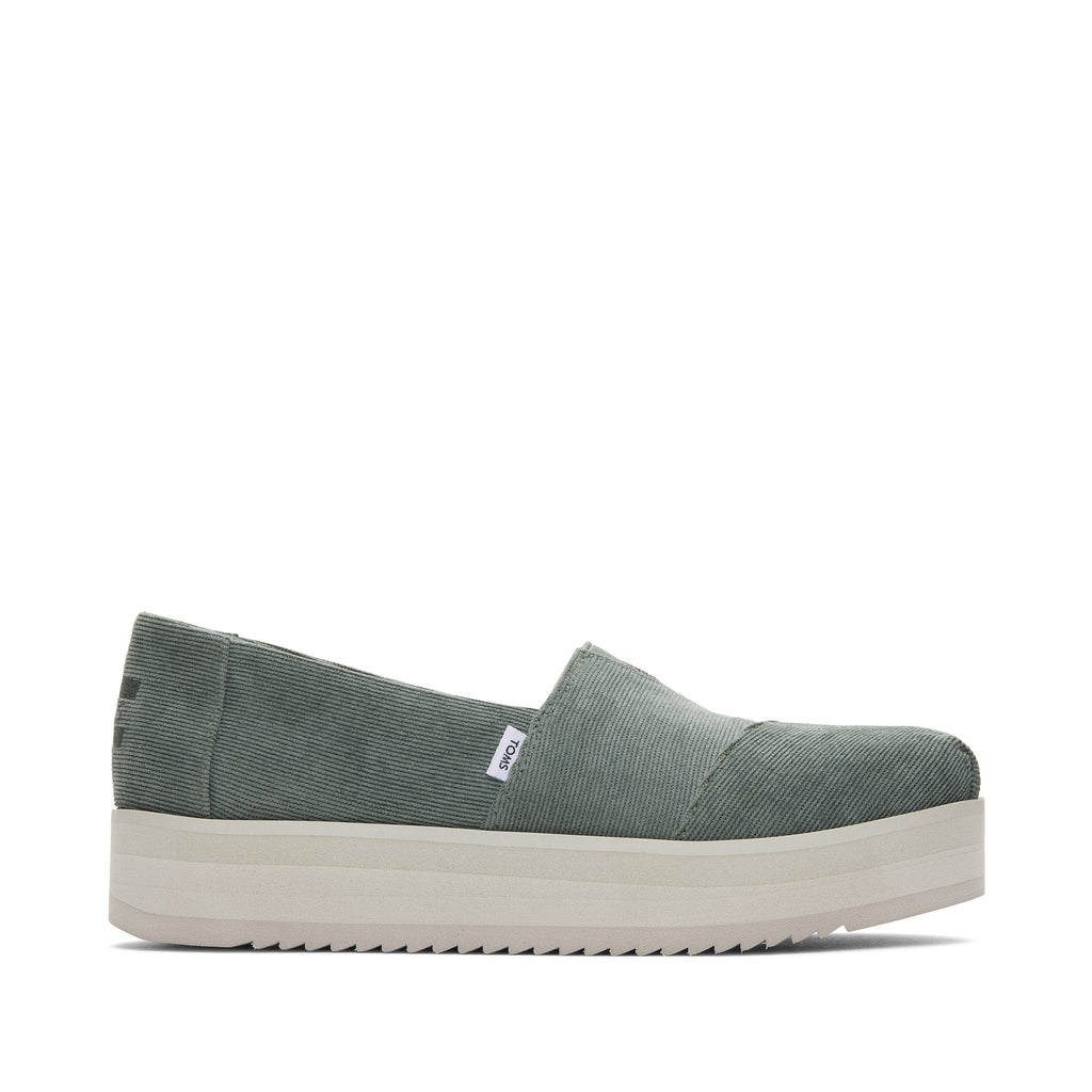 Alpargata Green Corduroy Midform Espadrille Side View