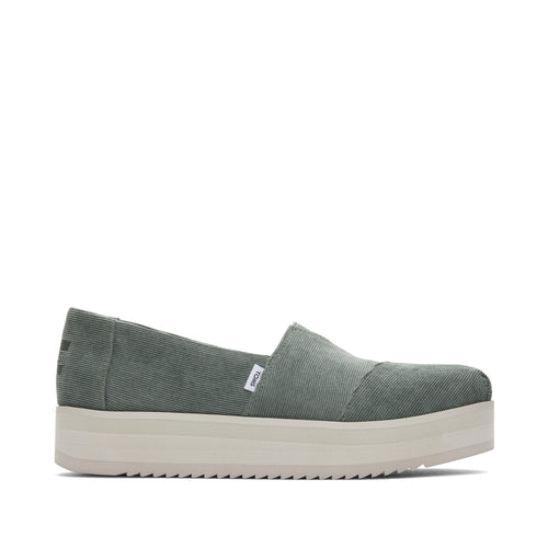 Alpargata Green Corduroy Midform Espadrille Side View