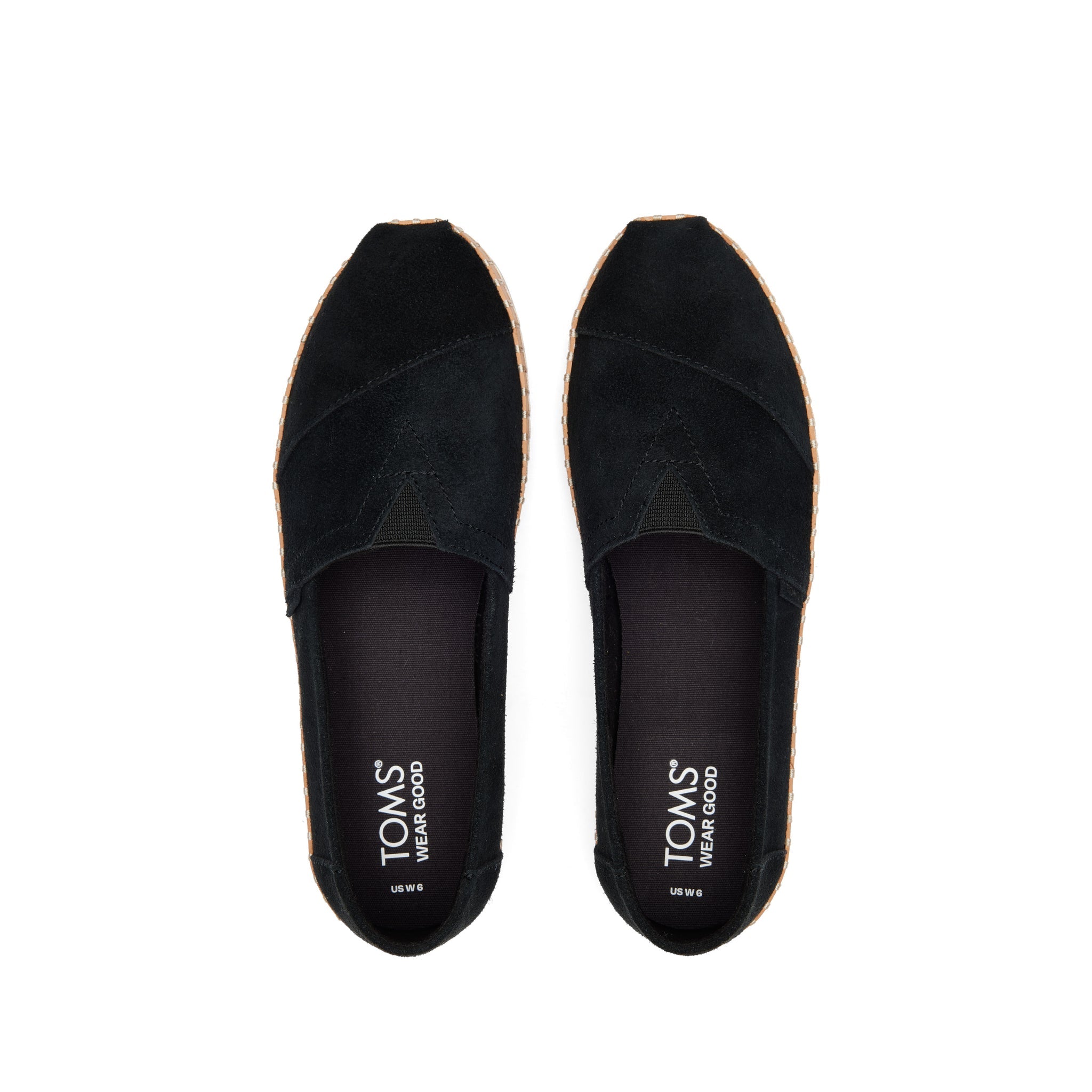 Alpargata Black Suede Leather Wrap Top View