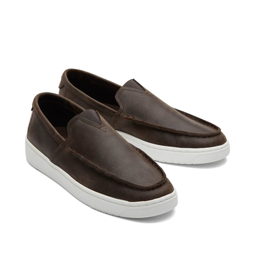 TRVL LITE Brown Leather Loafer Front View
