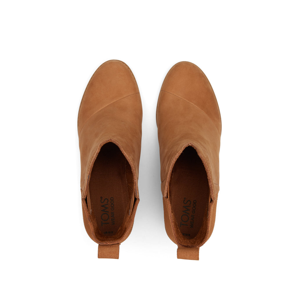 Clare Tan Leather Wedge Boot Top View