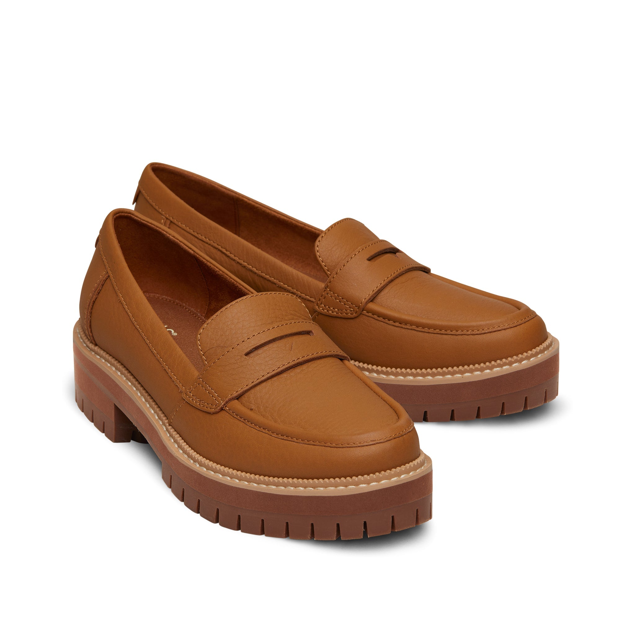 Cara Tan Leather Loafer Front View