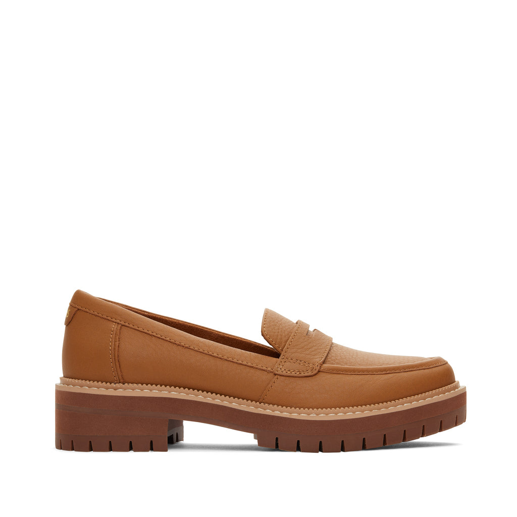 Cara Tan Leather Loafer Side View