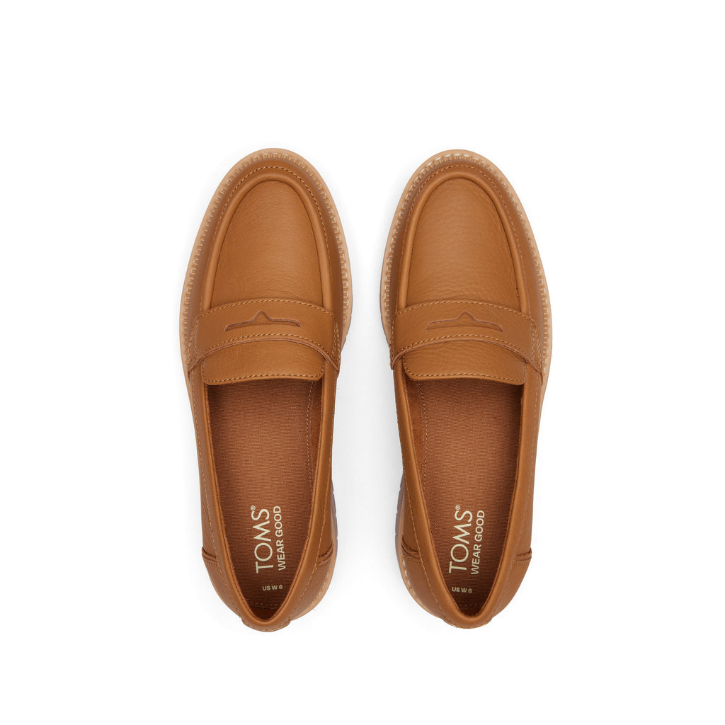 Cara Tan Leather Loafer Top View