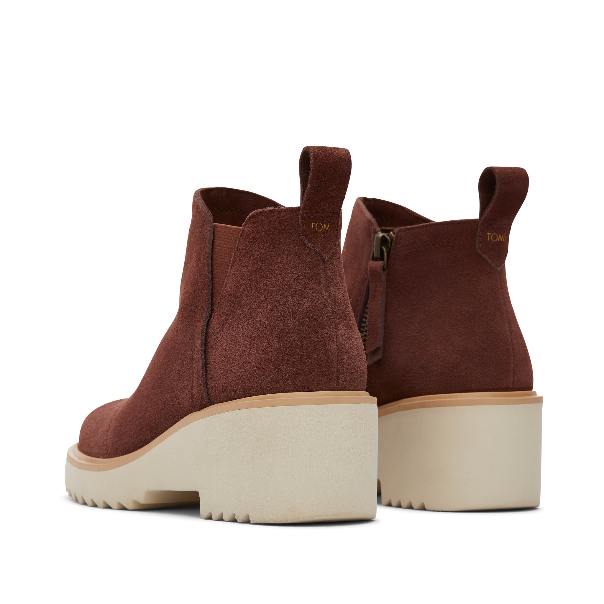 Maude Chestnut Suede Wedge Boot Back View