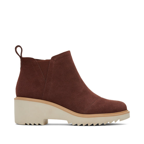Maude Chestnut Suede Wedge Boot Side View