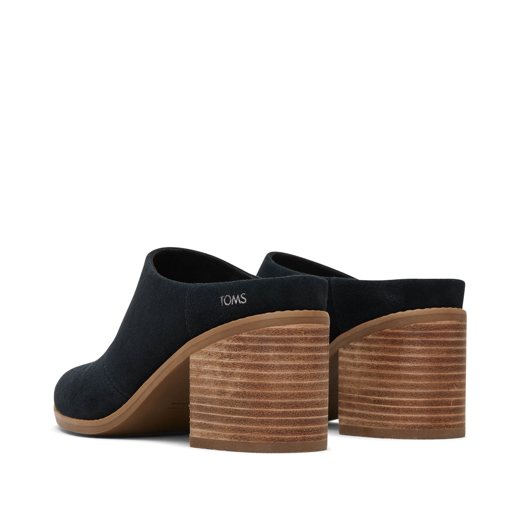 Evelyn Black Suede Mule Back View