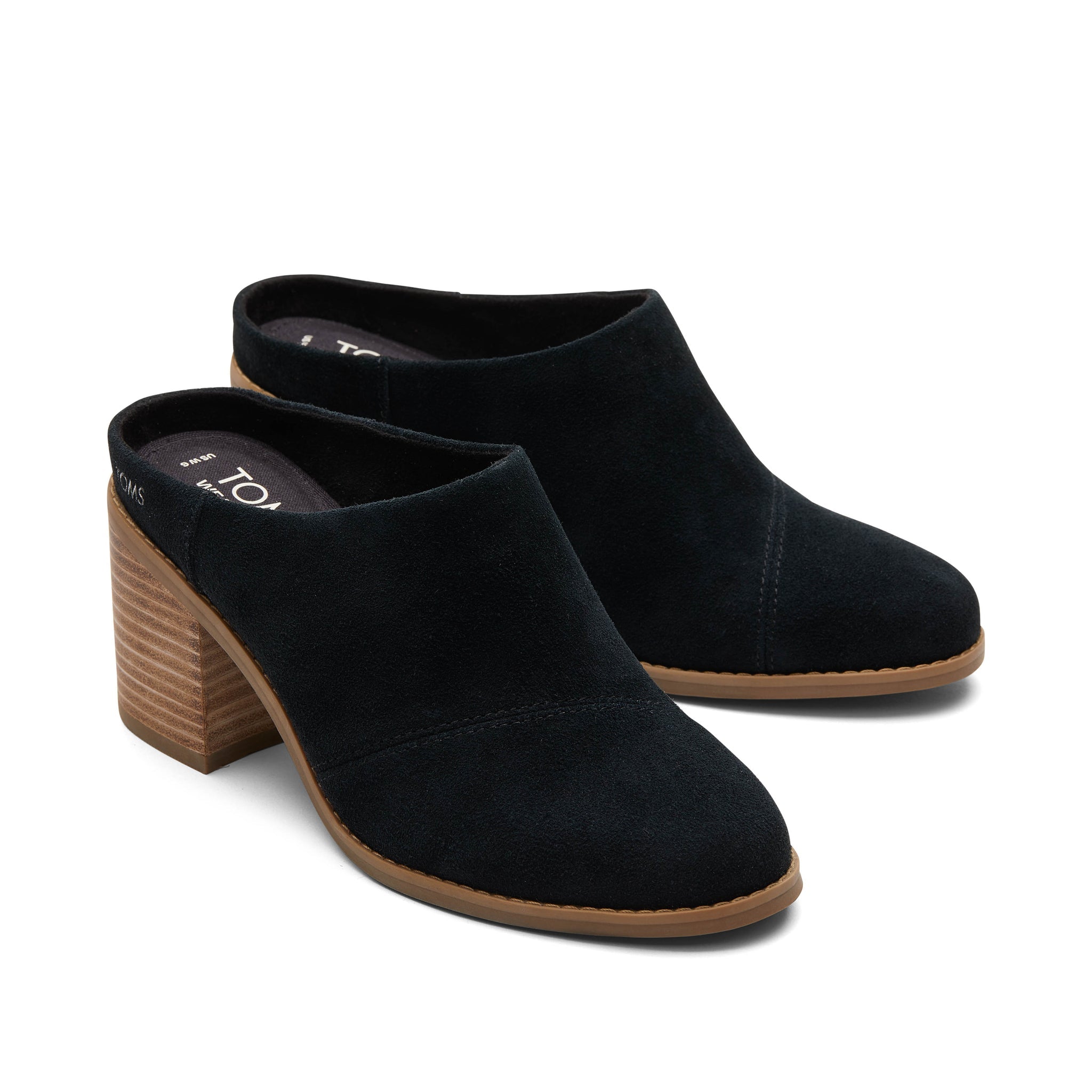 Evelyn Black Suede Mule Front View