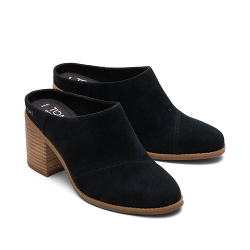 Evelyn Black Suede Mule Front View