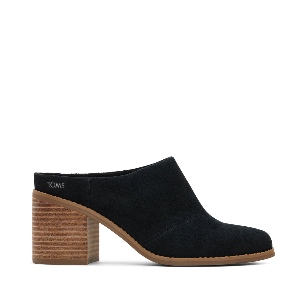 Evelyn Black Suede Mule Side View