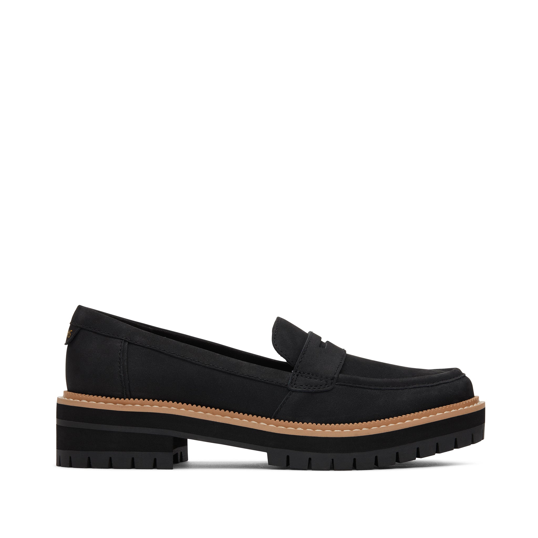 Cara Black Leather Loafer Side View