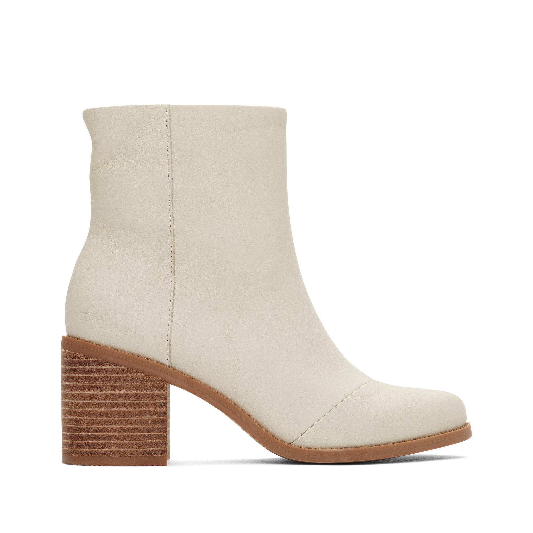 Evelyn Light Sand Leather Heeled Boot Side View