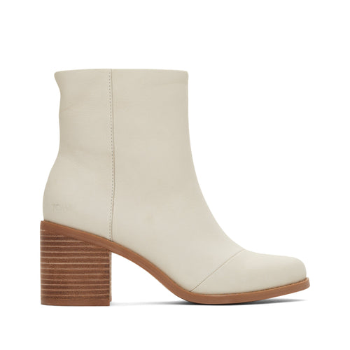 Evelyn Light Sand Leather Heeled Boot Side View