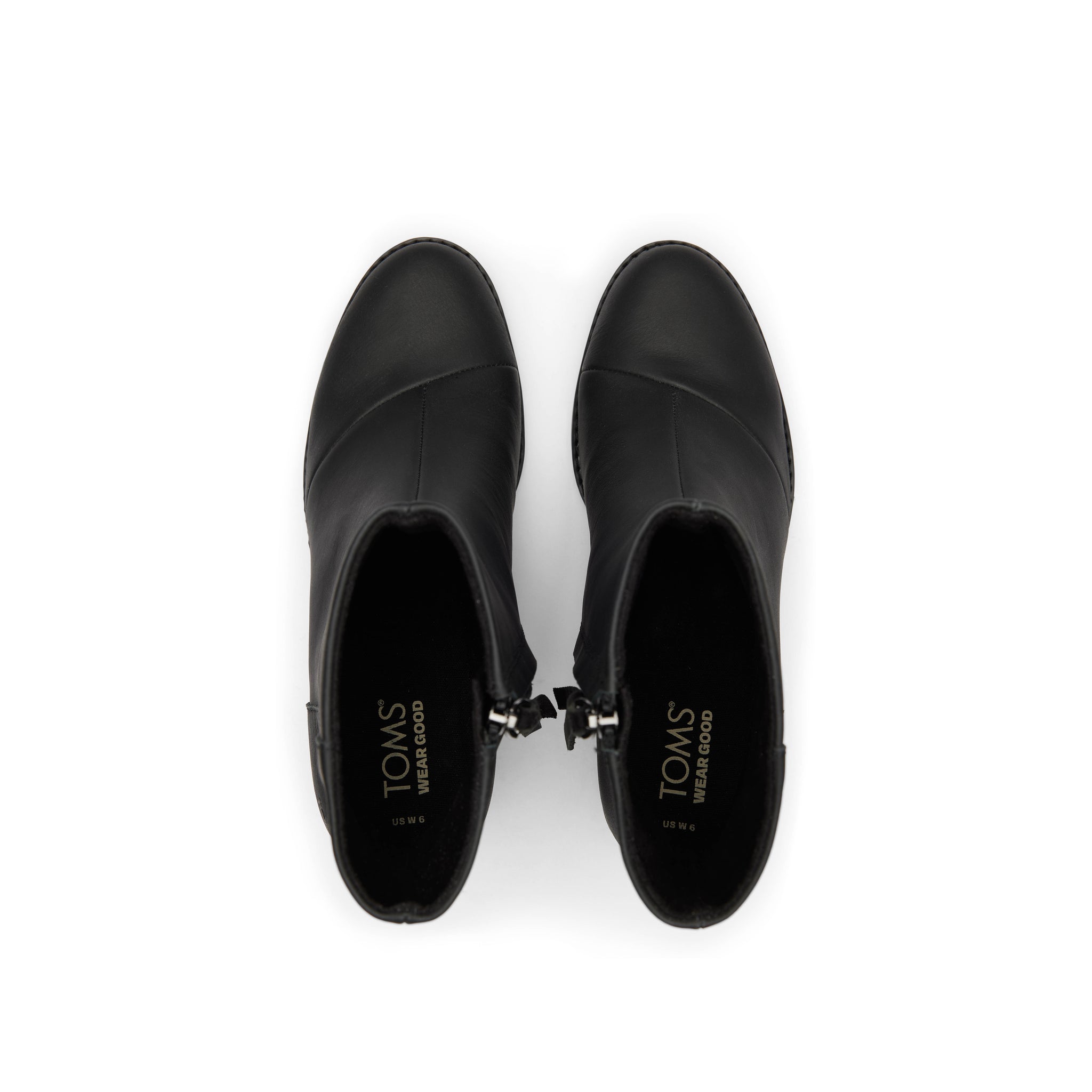 Evelyn Black Leather Heeled Boot Top View