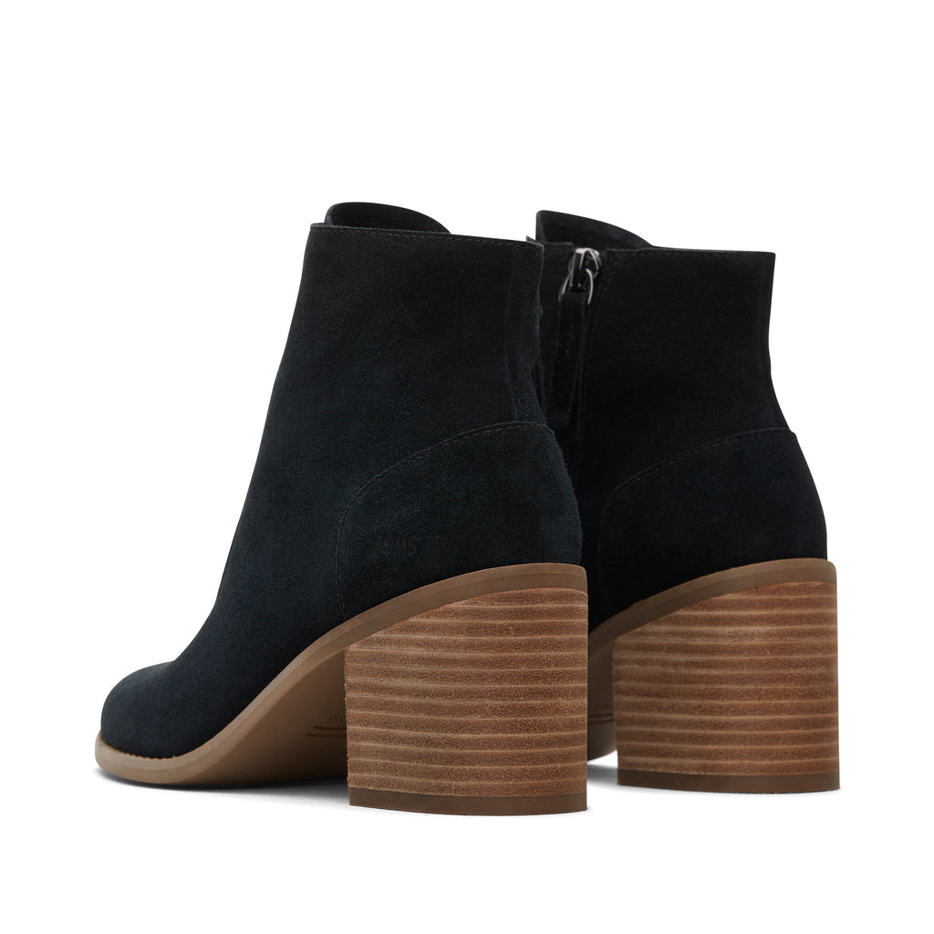 Evelyn Black Suede Lace-Up Heeled Boot Back View