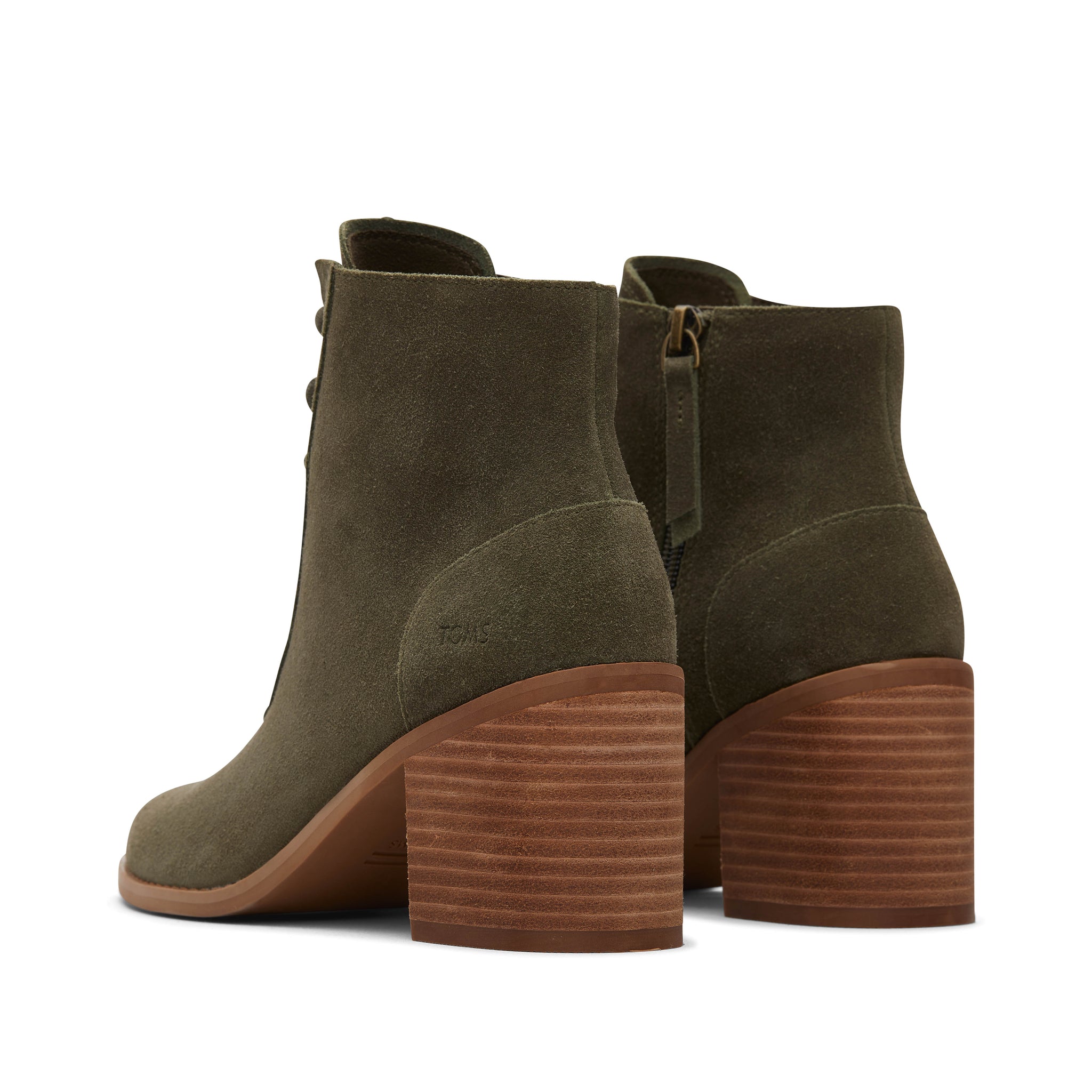 Evelyn Olive Suede Lace-Up Heeled Boot Back View