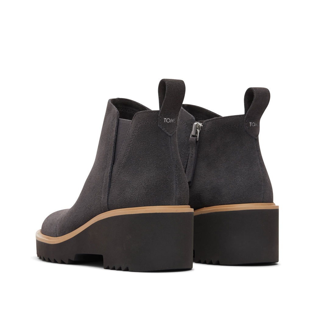 Maude Forged Iron Suede Wedge Boot Back View
