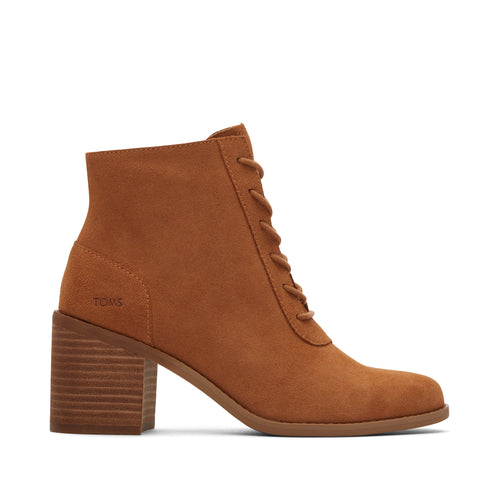 Evelyn Tan Suede Lace-Up Heeled Boot Side View