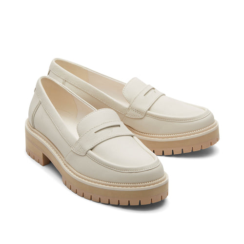 Cara Light Sand Leather Loafer Front View