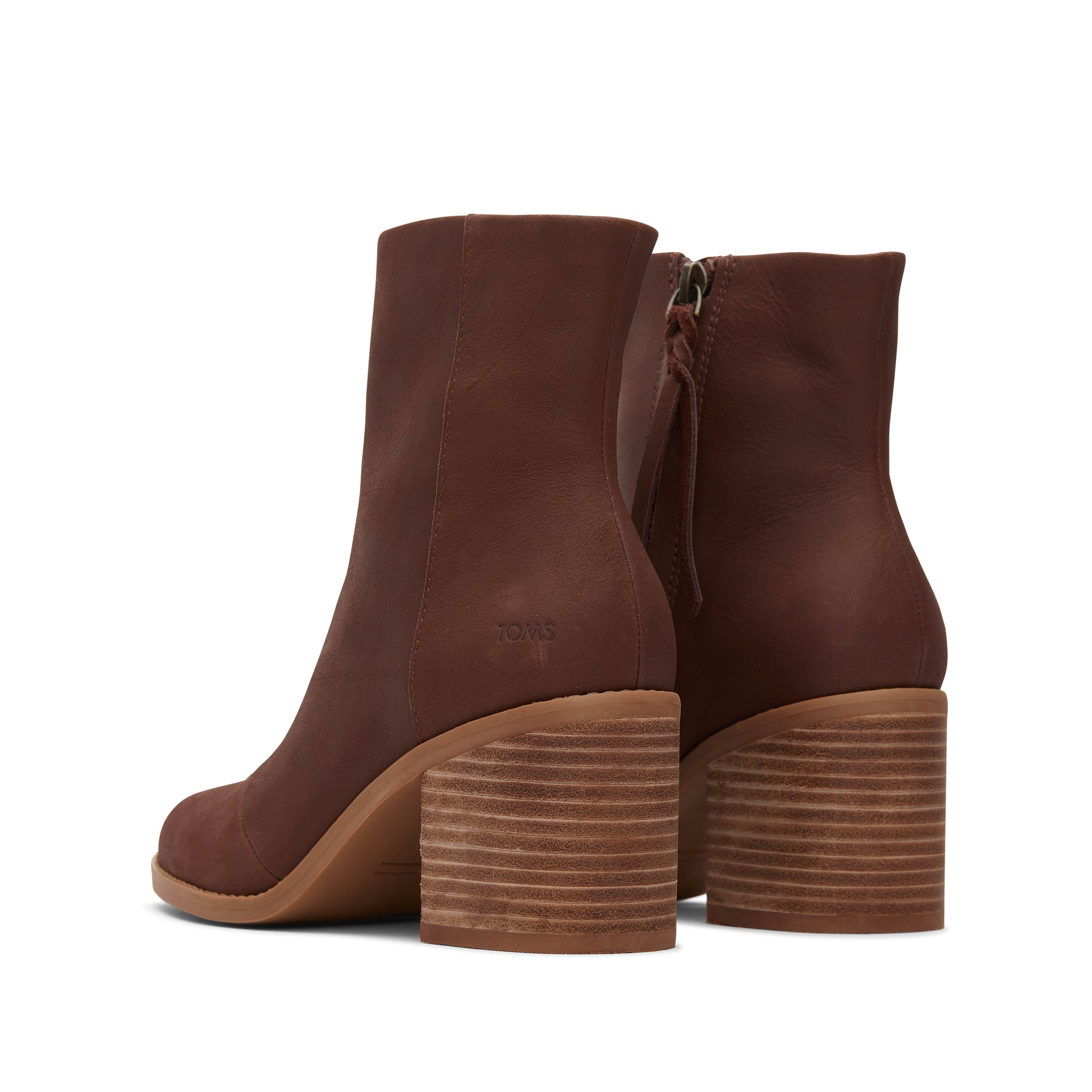 Evelyn Chestnut Leather Heeled Boot Back View