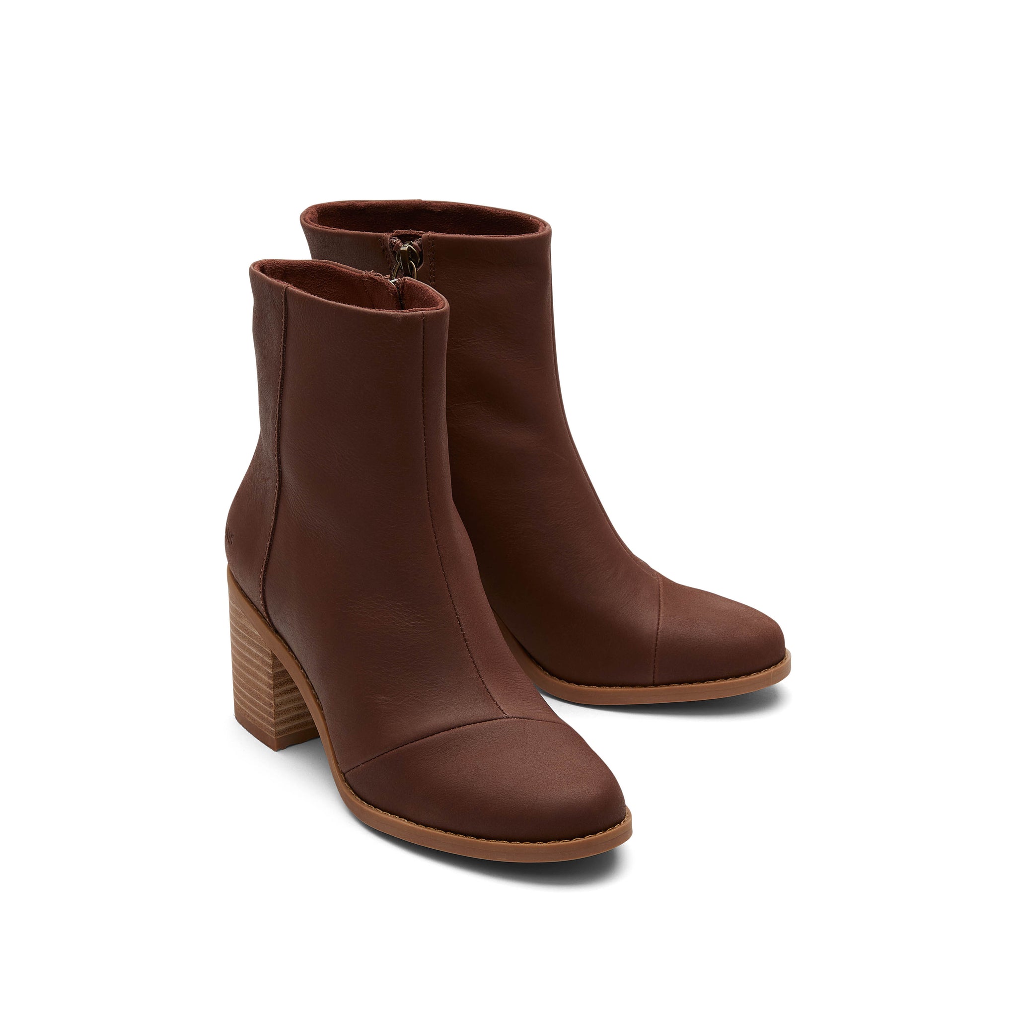 Evelyn Chestnut Leather Heeled Boot Front View