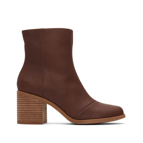 Evelyn Chestnut Leather Heeled Boot Side View