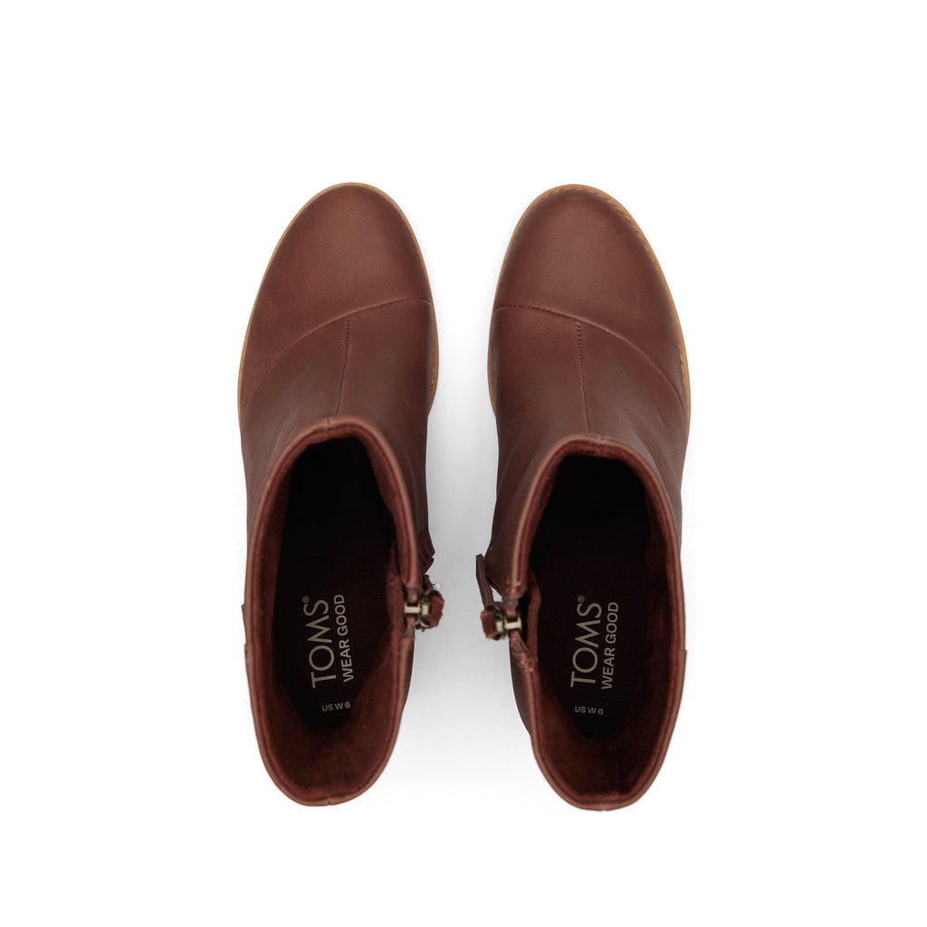 Evelyn Chestnut Leather Heeled Boot Top View