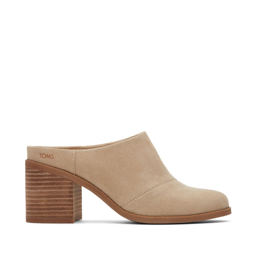 Evelyn Oatmeal Suede Mule Side View