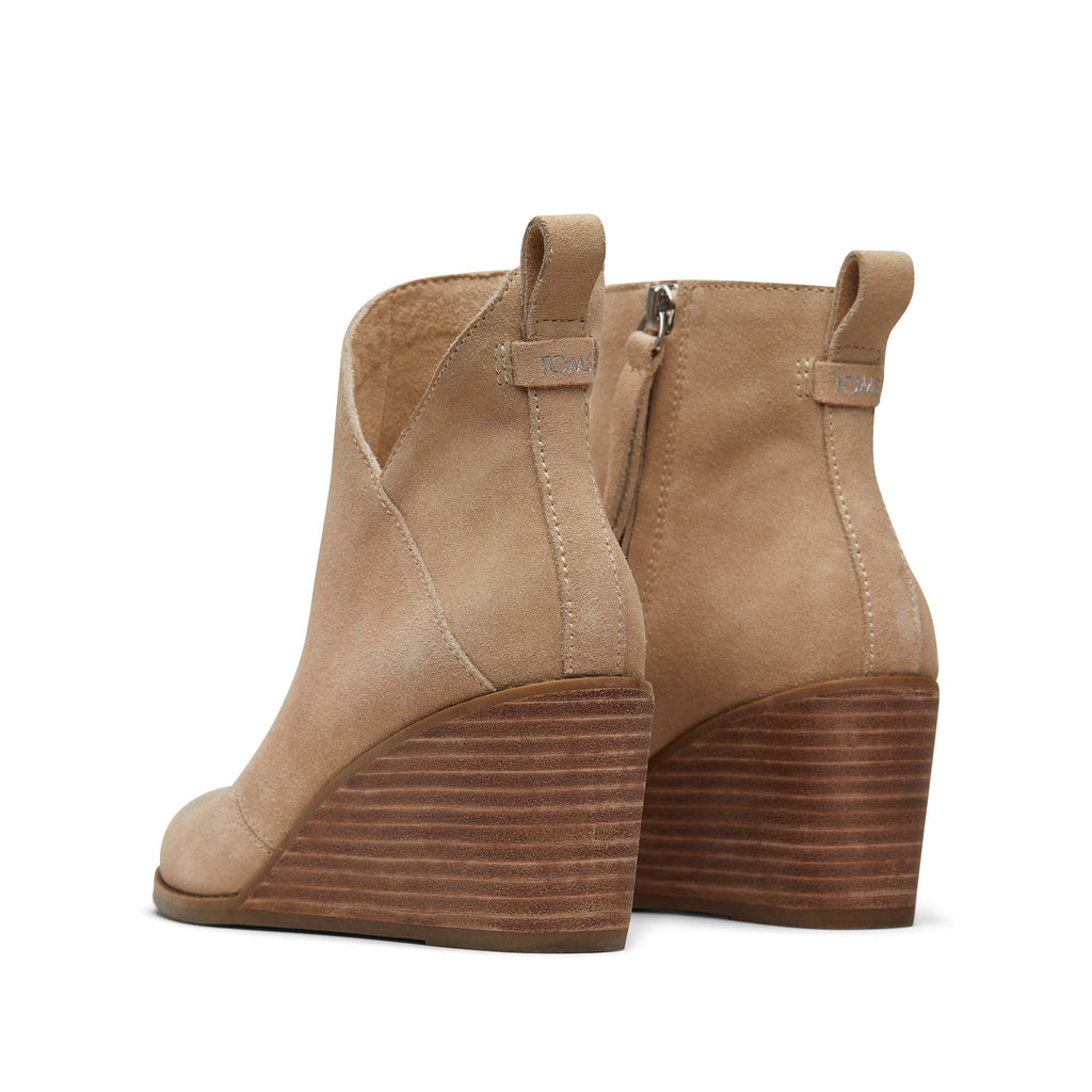 Sutton Oatmeal Suede Wedge Boot Back View