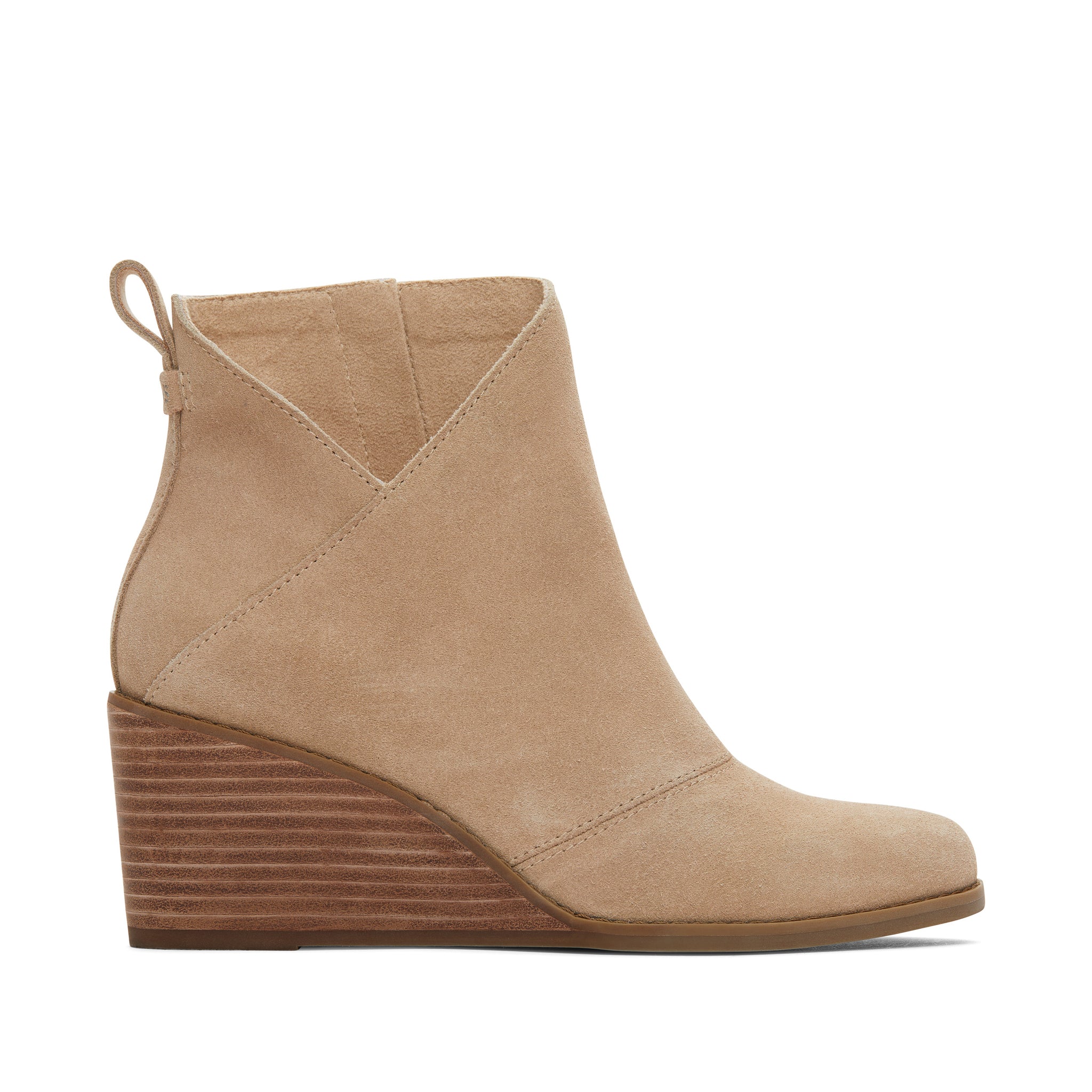 Sutton Oatmeal Suede Wedge Boot Side View