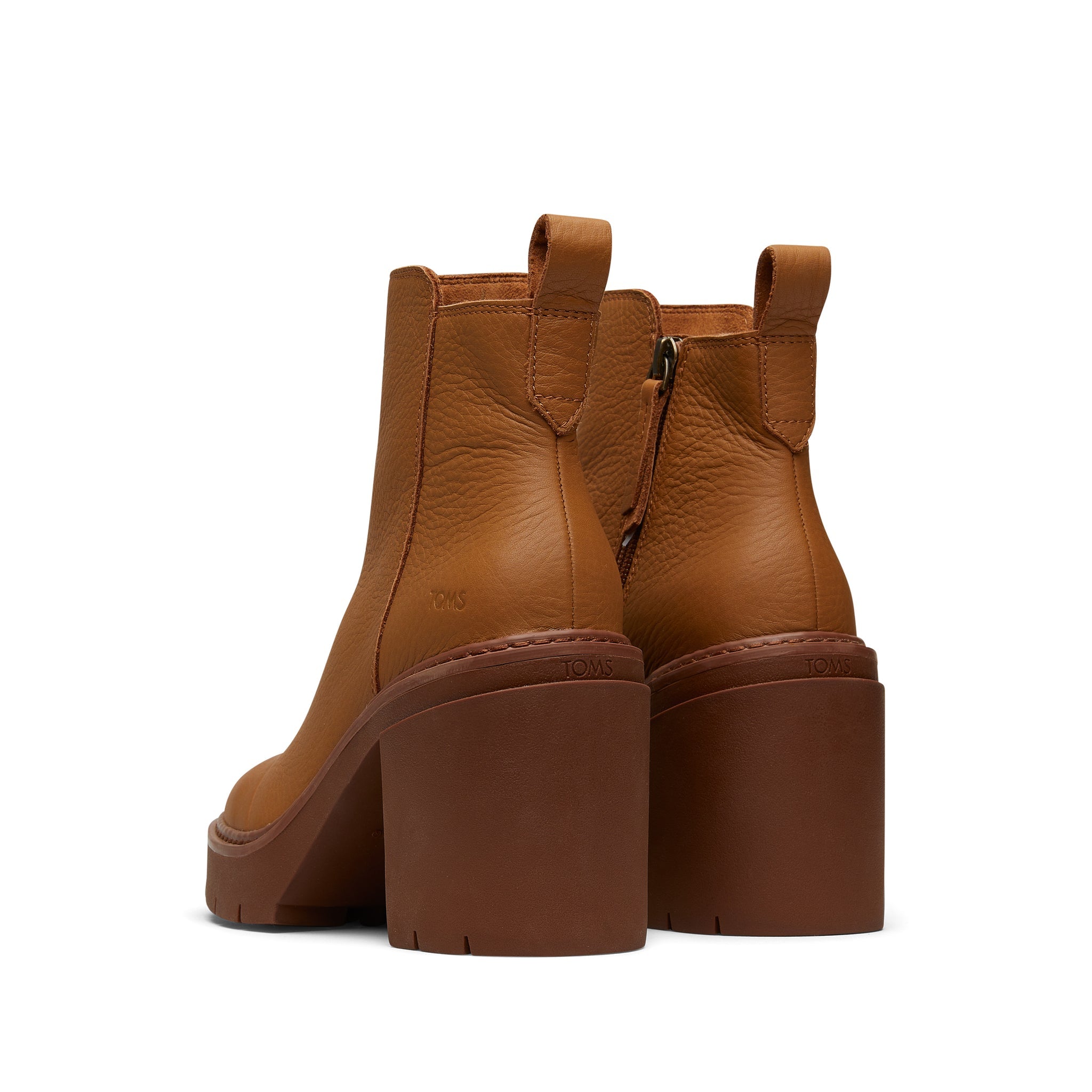 Rya Tan Leather Heeled Boot Back View