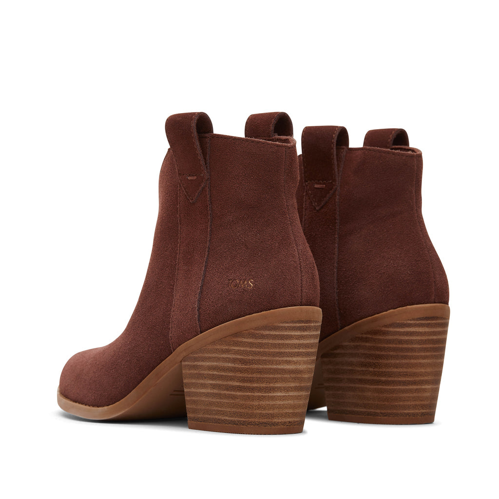 Constance Chestnut Suede Heeled Boot Back View
