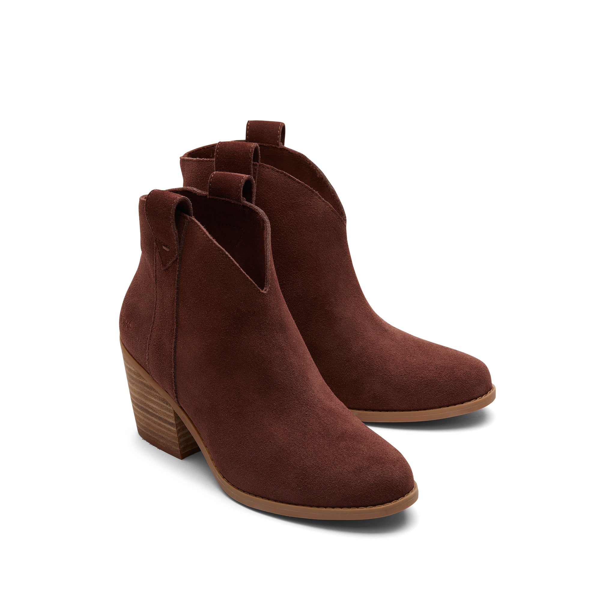 Constance Chestnut Suede Heeled Boot Front View