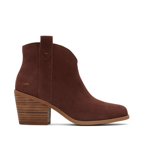 Constance Chestnut Suede Heeled Boot Side View