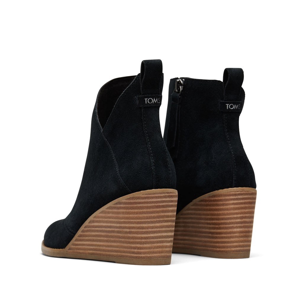 Sutton Black Suede Wedge Boot Back View