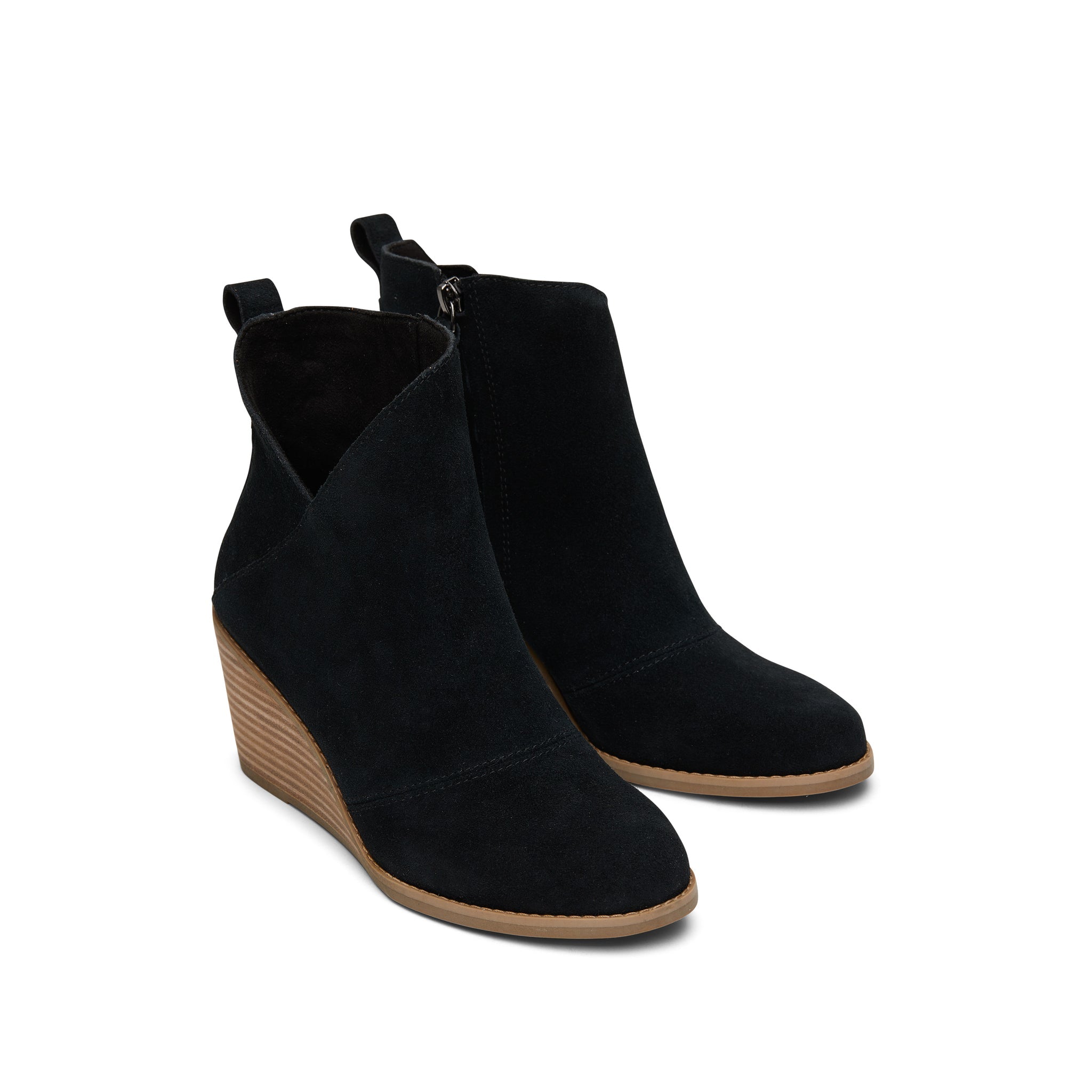 Sutton Black Suede Wedge Boot Front View