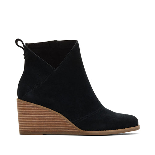 Sutton Black Suede Wedge Boot Side View