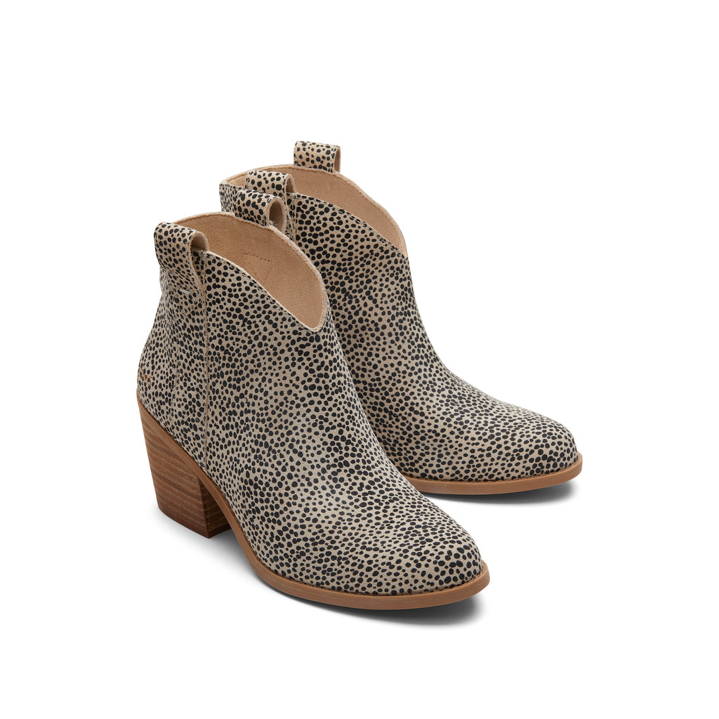 Constance Mini Cheetah Suede Heeled Boot Front View
