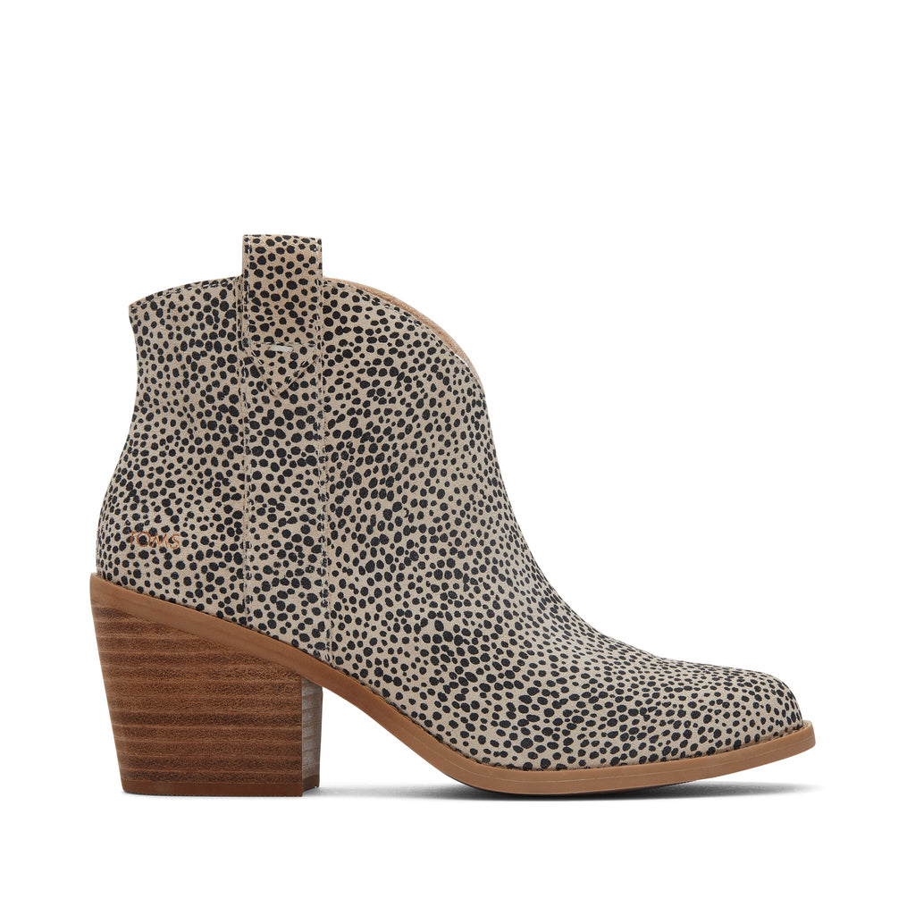 Constance Mini Cheetah Suede Heeled Boot Side View