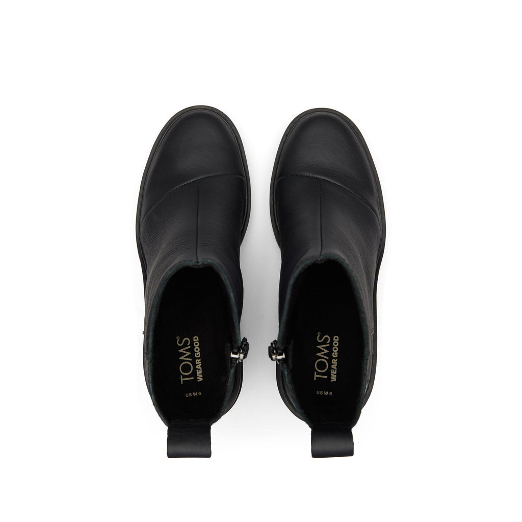 Rya Black Leather Heeled Boot Top View