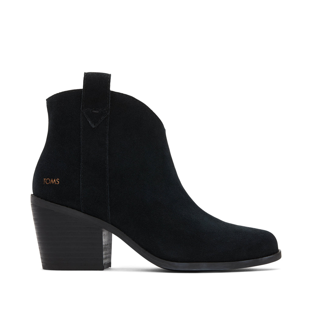 Constance Black Suede Heeled Boot Side View