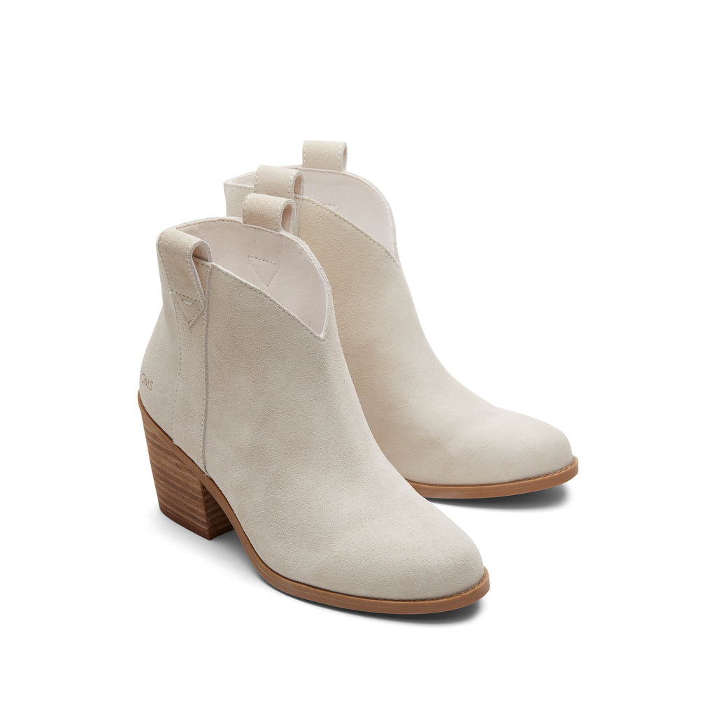 Constance Light Sand Suede Heeled Boot Front View