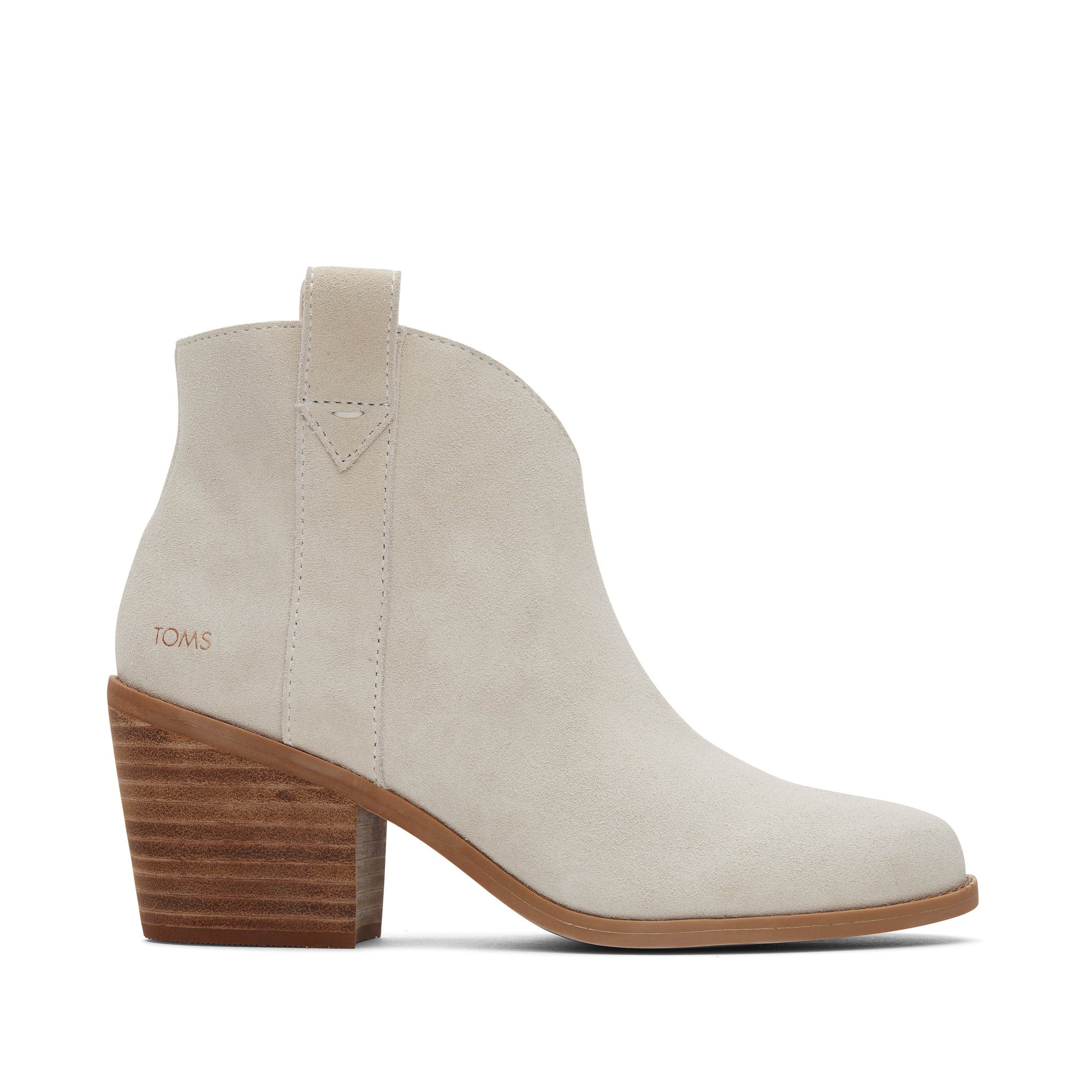 Constance Light Sand Suede Heeled Boot Side View