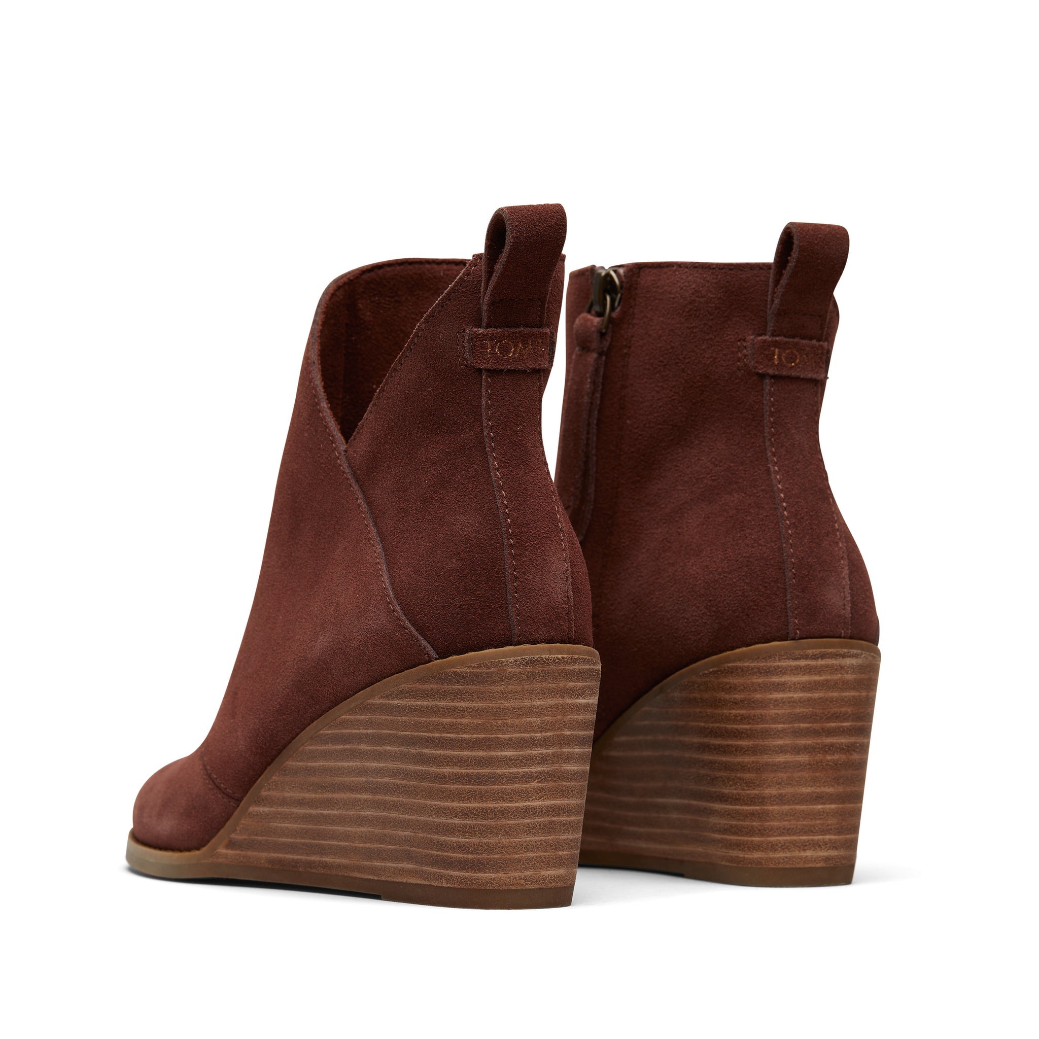 Sutton Chestnut Suede Wedge Boot Back View