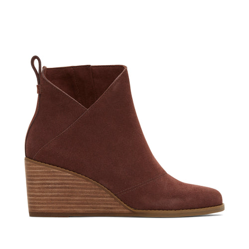 Sutton Chestnut Suede Wedge Boot Side View